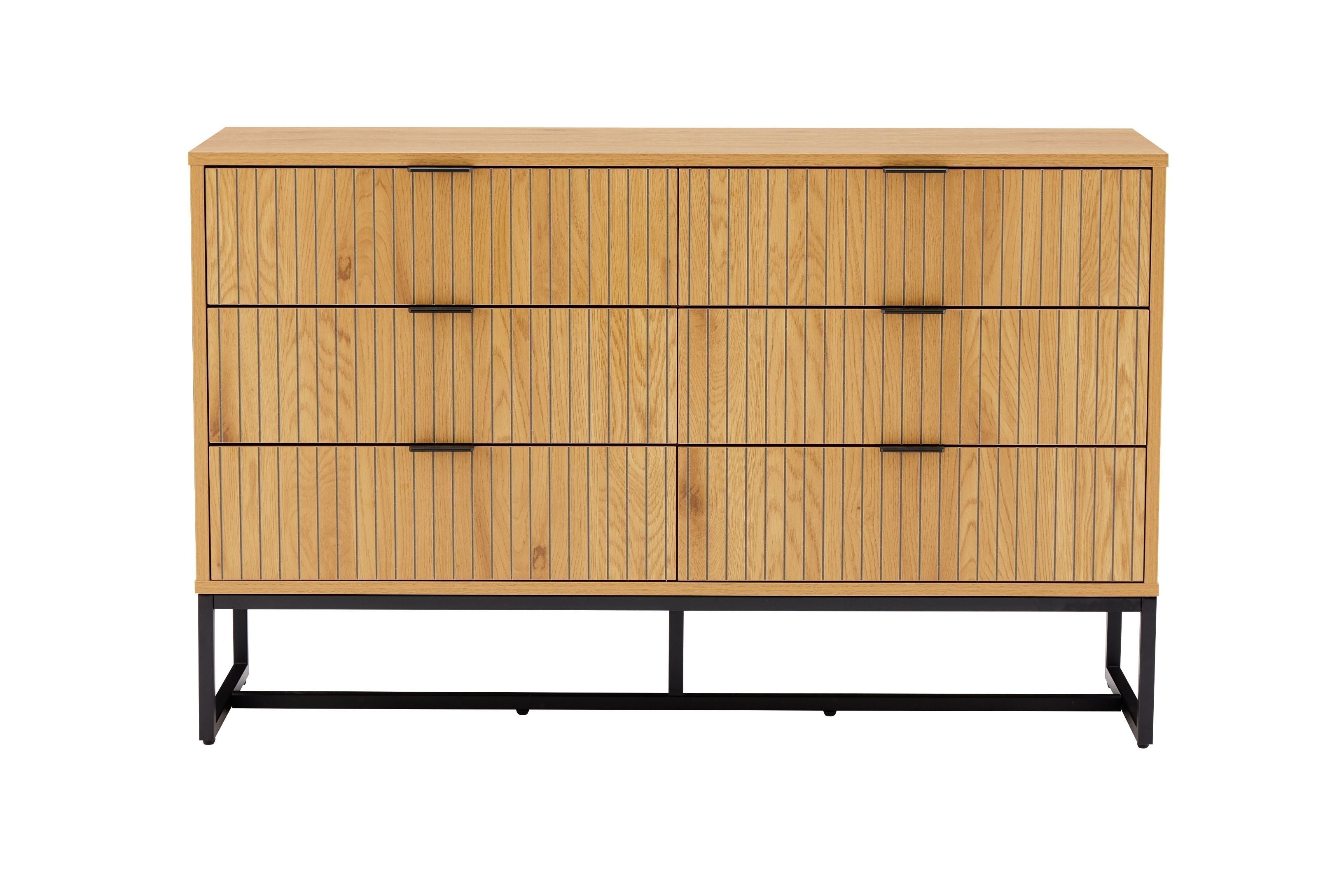 Claro 6 Drawer Dresser in Oak/Black – Active Home Centre