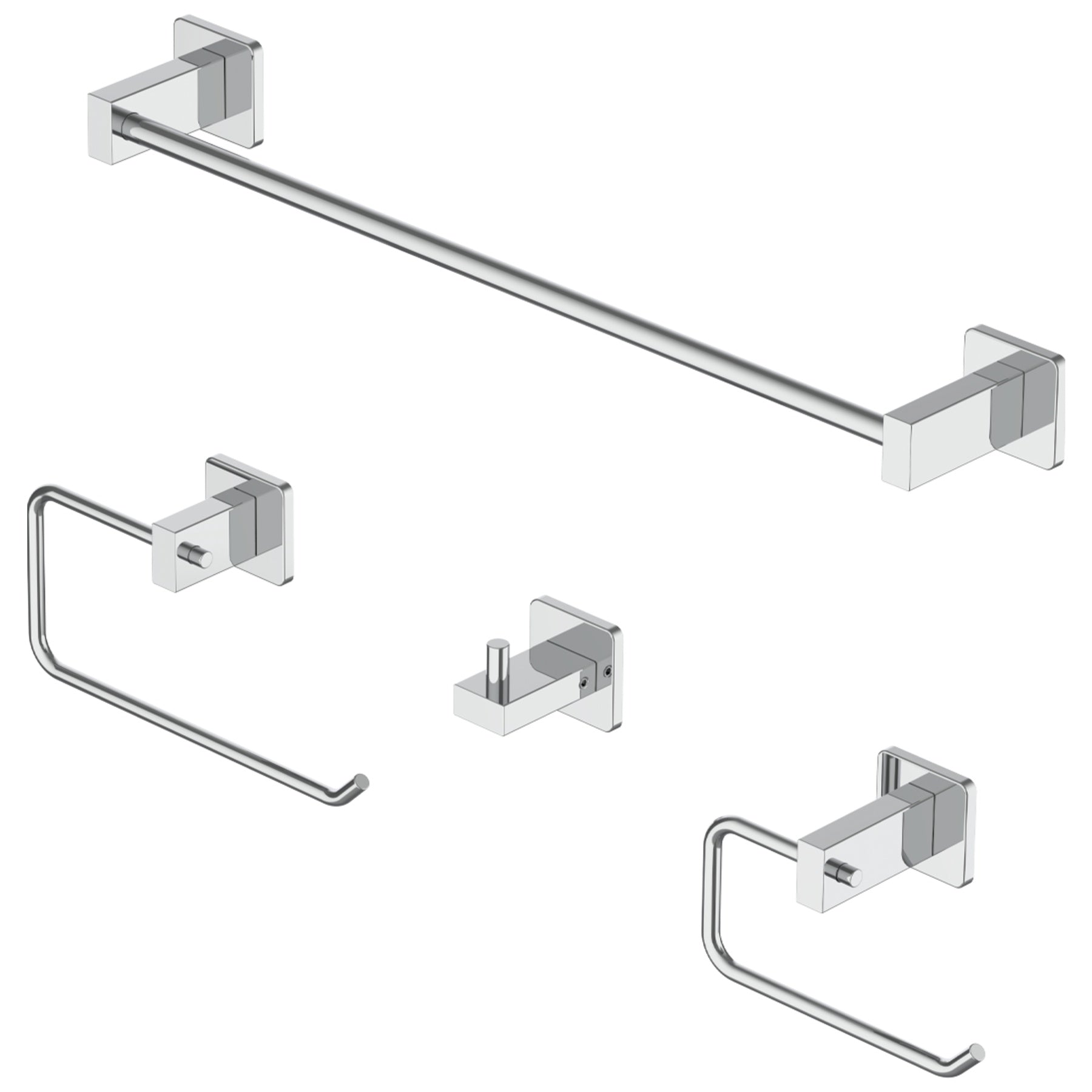 Square Bathroom Accessories Combo Set in Chrome – Active Home Centre